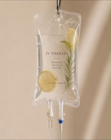 IV therapy bag with lemon, lime and rosemary for hydration and wellness support